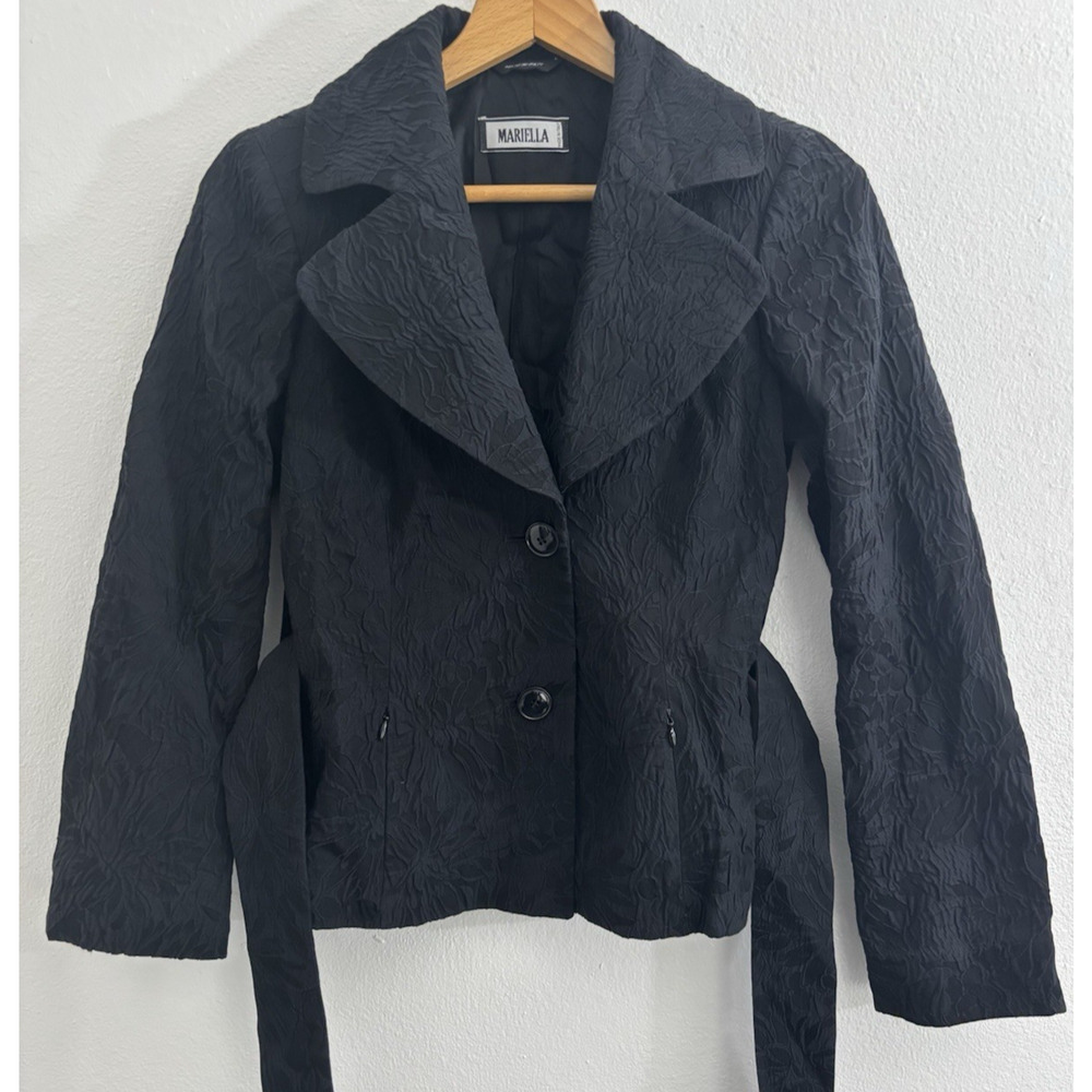 Mariella Made in Italy Black Blazer Jacket Solid Long Sleeve Size 6